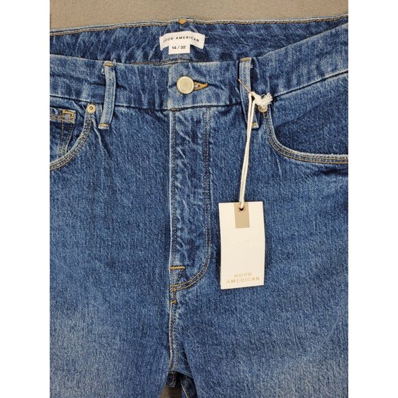 New Good American Good Classic Crop Raw Hem Slim Blue940 Sz 14/32 28 Inseam - Picture 3 of 8